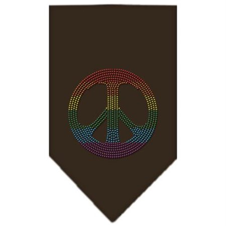 UNCONDITIONAL LOVE Rainbow Peace Sign Rhinestone Bandana Cocoa Small UN814119